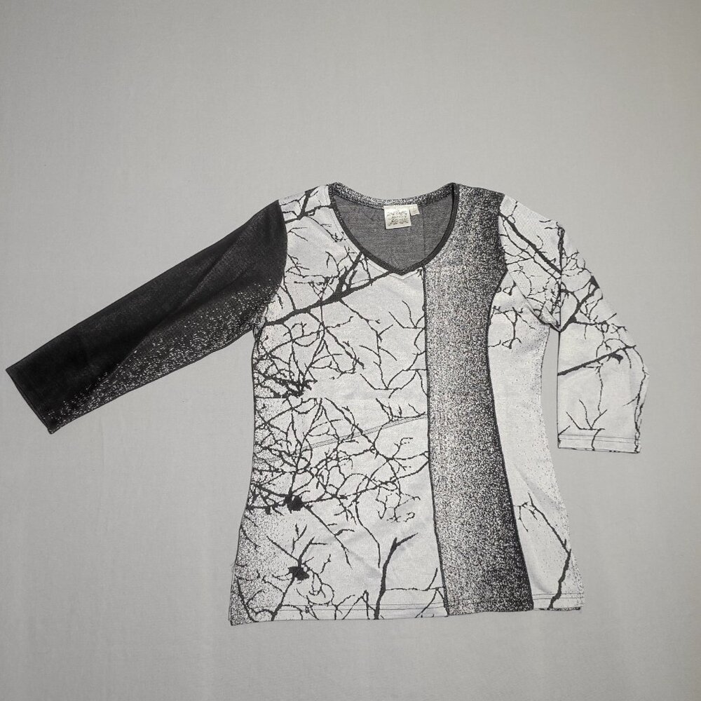 Parsley & Sage blouse women's size S black and grey colour with abstract design